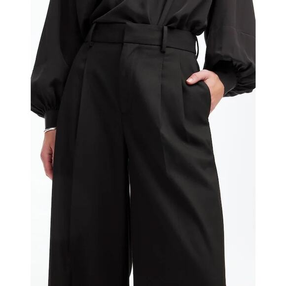 NWT Madewell The Harlow Superwide-Leg Trouser Pant In Brushed Twill Black Size 2 - Picture 4 of 12